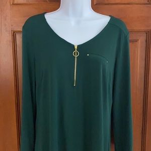 Rich dark green blouse with gold accents Size M